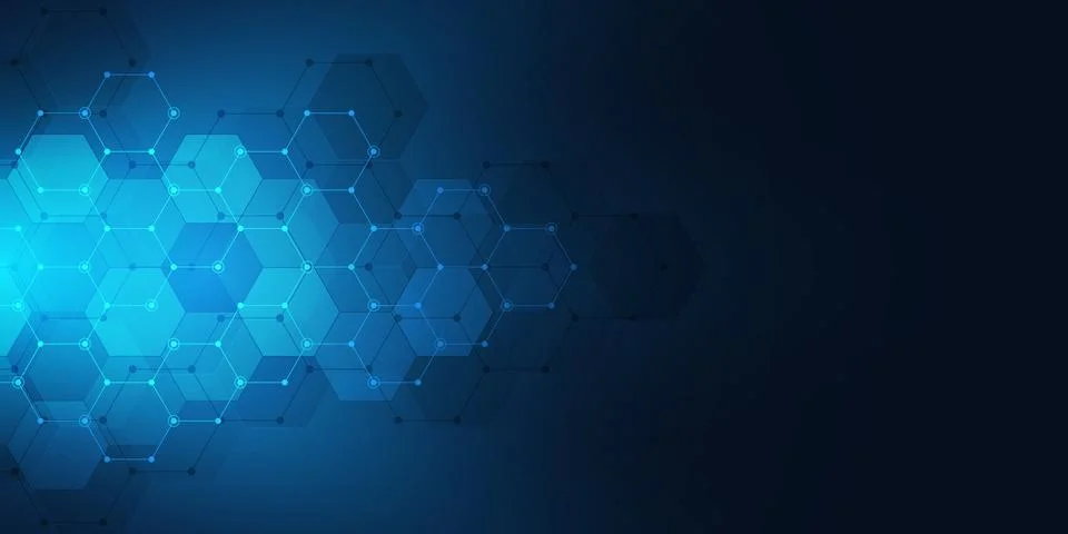 Abstract technology background with hexagons pattern. Hi-tech digital background Illustrazione stock