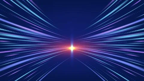 Abstract Technology Background with High Speed Blue and Purple Data Light T.. Stock Illustration