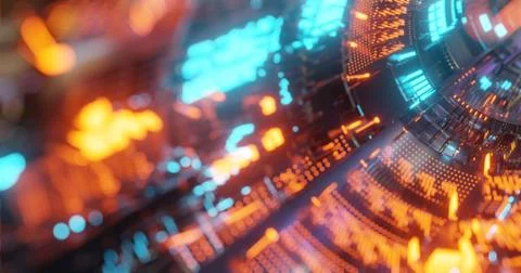 Abstract technology background, led and flickering particles. Stock Illustration