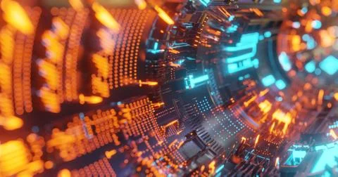 Abstract technology background, led and flickering particles. Stock Illustration