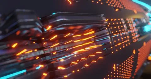Abstract technology background, led and flickering particles. Illustrazione stock