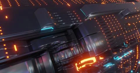 Abstract technology background, led and flickering particles. Illustrazione stock