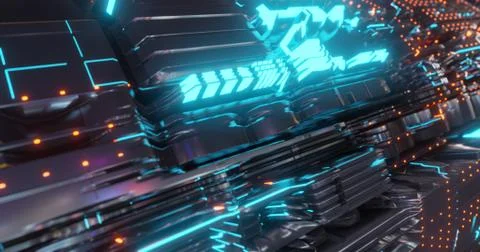 Abstract technology background, led and flickering particles. Illustrazione stock