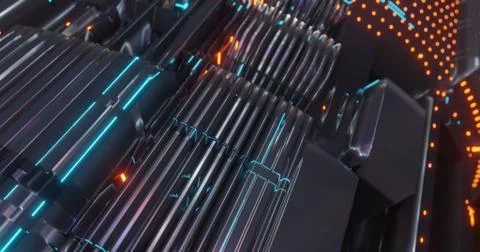 Abstract technology background, led and flickering particles. Illustrazione stock