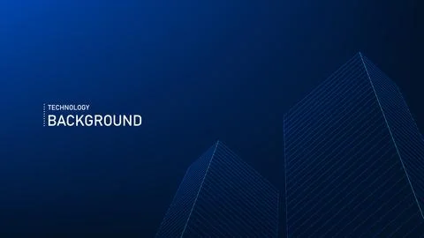 Abstract Technology Background with Line Art Building, Futuristic City for .. Stockillustratie