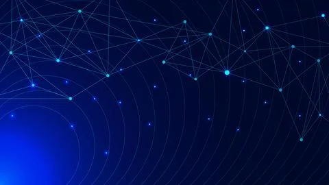 Abstract technology background with lines and glowing particles Illustrazione stock