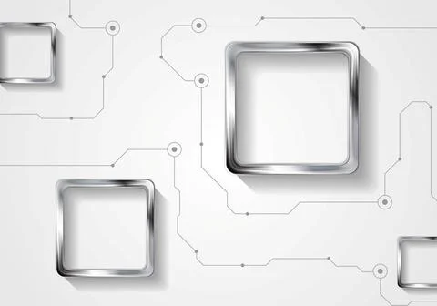 Abstract technology background with lines and metallic squares Abstract te... Foto stock