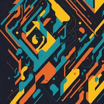 Abstract technology background with a mix of geometric shapes, lines, and colors Stock Illustration