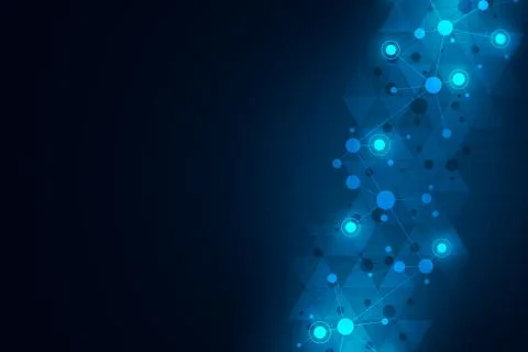 Abstract technology background with molecular structures and neural network Stock Illustration