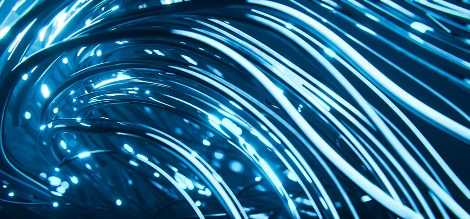 Abstract technology background with moving bokeh lights. Stock Illustration