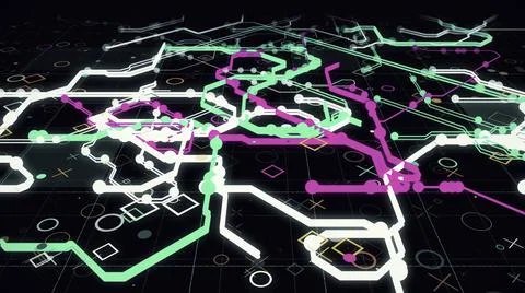 Abstract technology background of moving stripes and flickering particles Stock Illustration