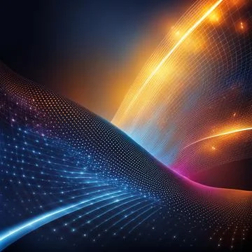 Abstract technology background with a network grid and particles connected... Stock Photos