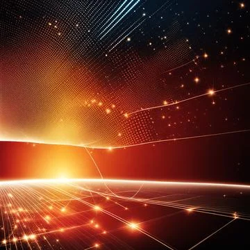 Abstract technology background with a network grid and particles connected... Stock Photos