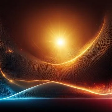 Abstract technology background with a network grid and particles connected... Foto stock