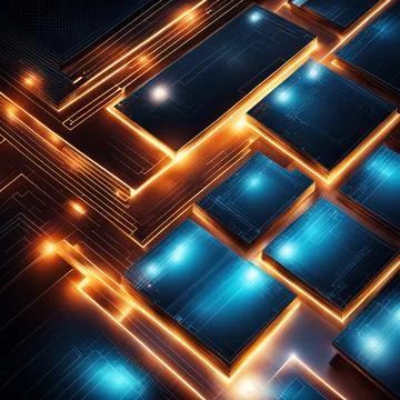 Abstract technology background with a network grid and particles connected... Stock Photos