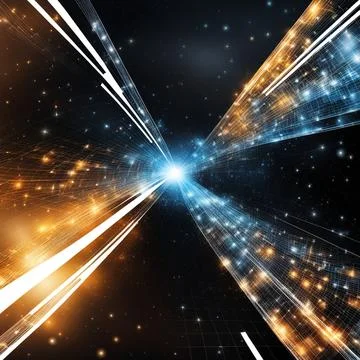 Abstract technology background with a network grid and particles connected... Foto stock