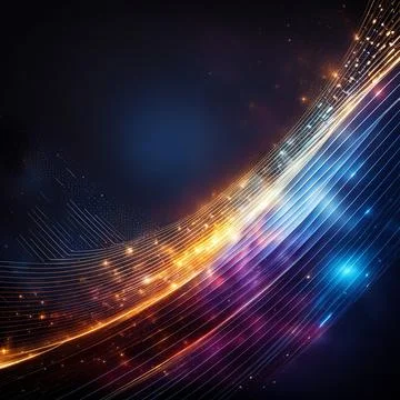 Abstract technology background with a network grid and particles connected... Stock Photos