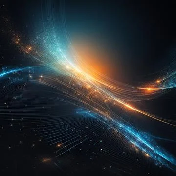 Abstract technology background with a network grid and particles connected... Stock Photos