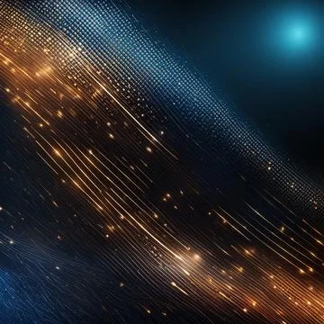 Abstract technology background with a network grid and particles connected... Foto stock