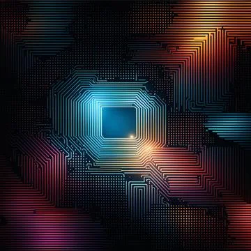 Abstract technology background with a network grid and particles connected... Foto stock
