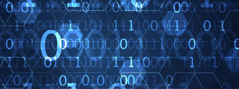 Abstract  technology background.  Numbers of different colors and sizes. Scie Stock Illustration