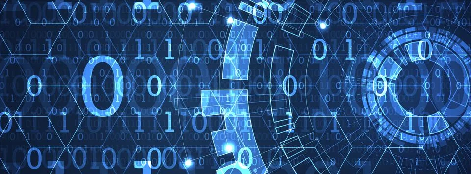Abstract  technology background.  Numbers of different colors and sizes. Scie Stock Illustration