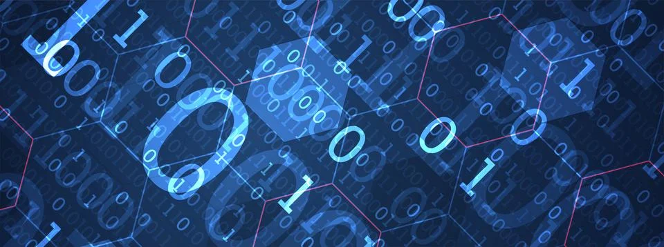 Abstract  technology background.  Numbers of different colors and sizes. Scie Stock Illustration