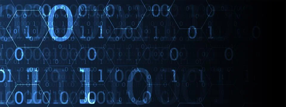 Abstract  technology background.  Numbers of different colors and sizes. Scie Stock Illustration