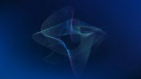 Abstract technology background particle line patterns converging into  data.. 스톡 일러스트
