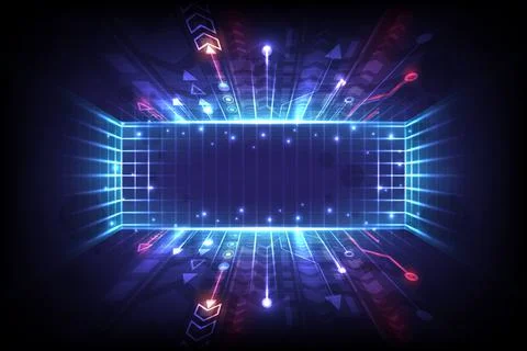 Abstract technology background. Perspective glowing speed arrow. High interne イラスト素材