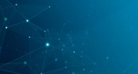 Abstract technology background with polygonal connection lines and dots over Illustrazione stock