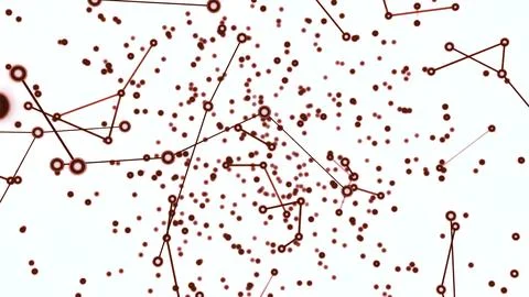 Abstract technology background with red animated lines and dots. Design イラスト素材