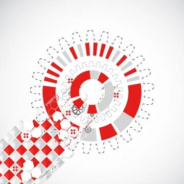 Abstract technology background with red squares and elements. 스톡 일러스트