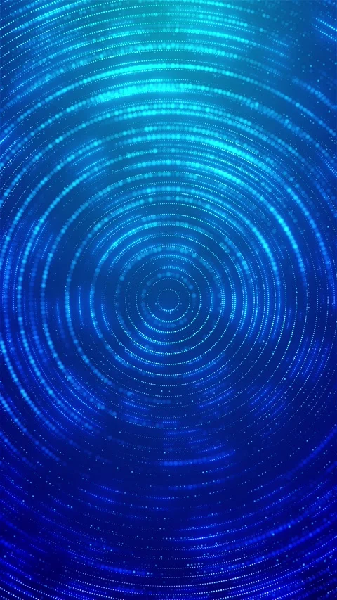 Abstract technology background rotating blue glowing circles dashed lines and Stock Footage 313680802