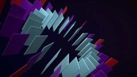 Abstract technology background rotating glowing 3d rectangles around their axis Stock Footage 297387903