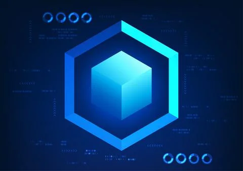 Abstract technology background with screen with square boxes and digital el.. 스톡 일러스트