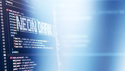 Abstract technology background showing a close-up of a computer monitor with  Stock Photos