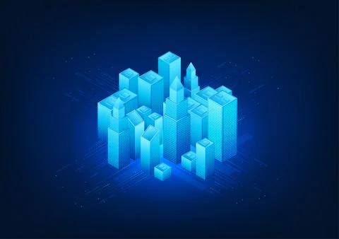 Abstract technology background Smart city are connected to the network to a.. Stockillustratie