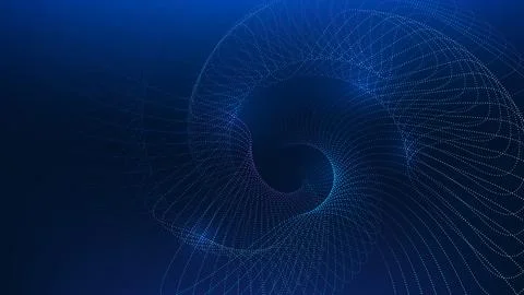 Abstract technology background spiral dotted line patterns forming curved d.. Ilustração Stock