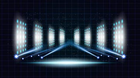 Abstract technology background stadium stage hall with scenic lights of round Stock Illustration