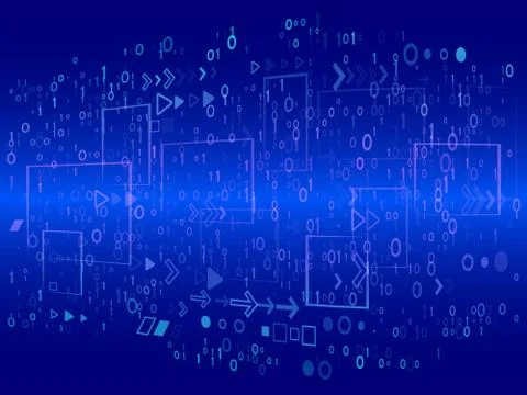 Abstract technology background. Streaming binary code. Stockillustratie