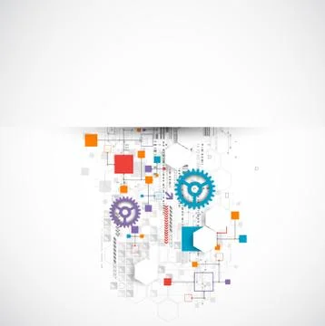 Abstract technology background with various technological elements. Stock Illustration