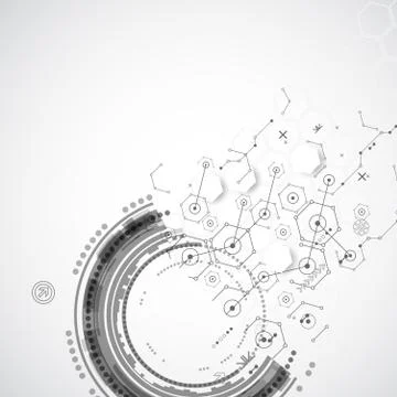 Abstract technology background with various technological elements. Stockillustratie