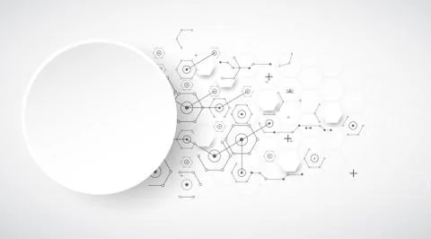 Abstract technology background with various technological elements. Stock Illustration