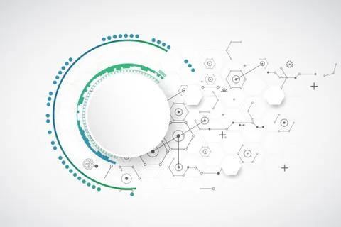 Abstract technology background with various technological elements. Stockillustratie