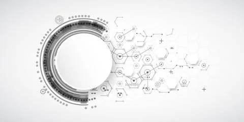 Abstract technology background with various technological elements. Stock Illustration