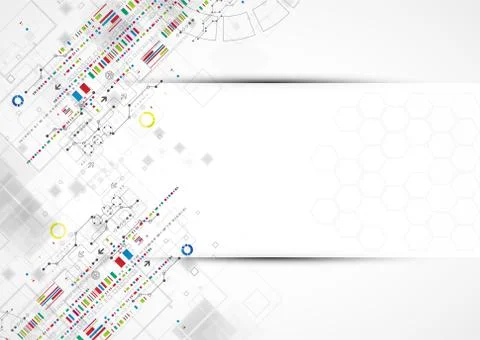 Abstract technology background with various technological elements Stock Illustration