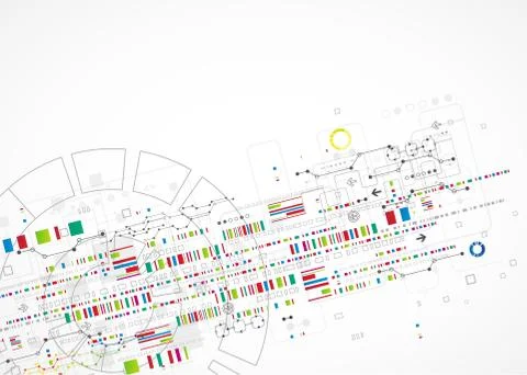 Abstract technology background with various technological elements Stock Illustration