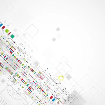 Abstract technology background with various technological elements Stock Illustration