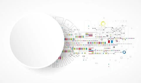 Abstract technology background with various technological elements Stock Illustration